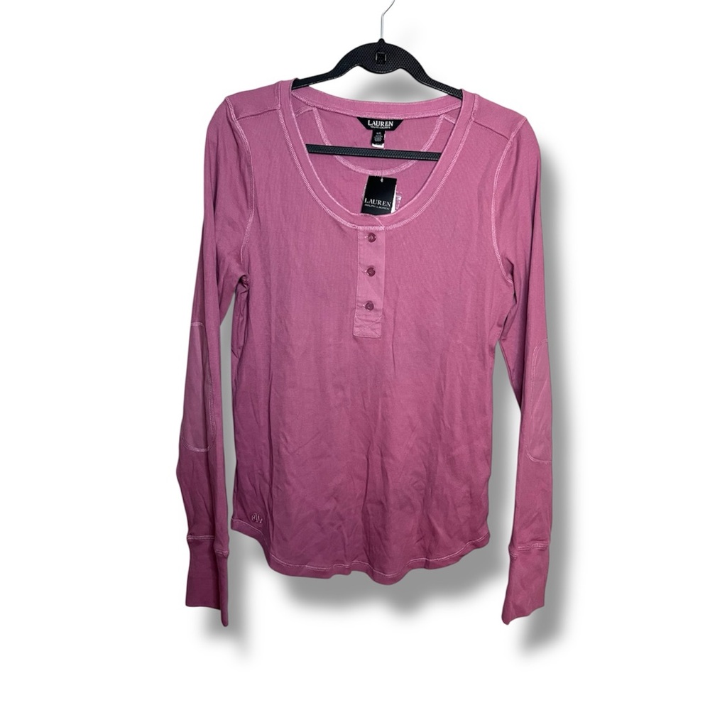 Lauren Ralph Lauren Women’s Stretch Cotton Long-Sleeve Tee in pink Size: Large